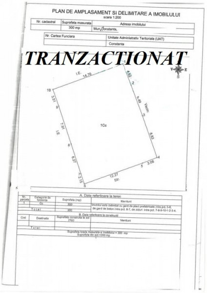 Constanta - Tabacarie - teren intravilan 300mp, liber de constructii