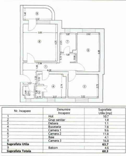 Piata Ovidiu - Catedrala -  apartament 3 camere decomandate